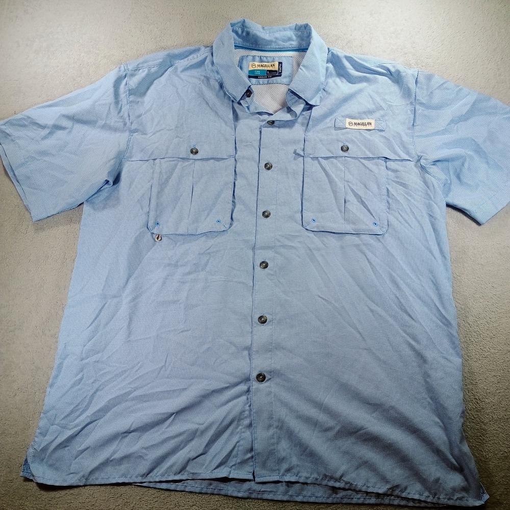 Magellan Mens Fish Gear Angler Fit Blue L‎ MagWick Vented Fishing Shirt